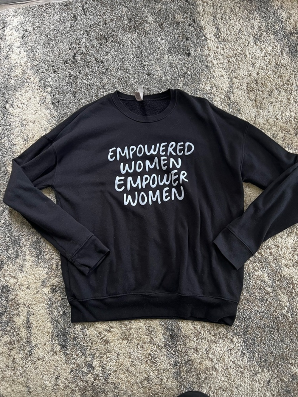 Bella Canvas Black Crewneck Sweatshirt with Light Gray Tag Detail